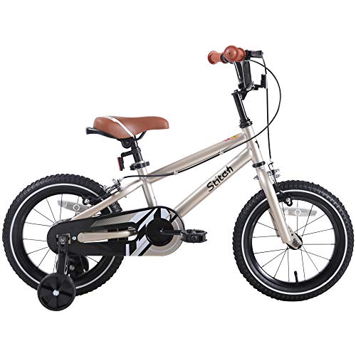 STITCH 14 Inch Kids Bike for 3-5 Ages Boys, 14" Wheels Bike for Boys With Stabilisers, Silve