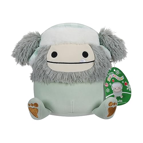 Squishmallows Original 7.5-Inch Evita the Grey Bigfoot with Trapper Hat Small-Sized Ultrasoft Plush