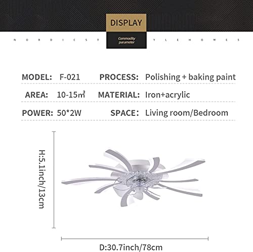 Becailyer 30.7" Modern Ceiling Fan with Lights, 52W Dimmable Remote Control Ultra Quiet Smart LED Ceiling Fan Lighting 3-Color 6-Level Wind Speed Electric Fan for Bedroom Kitchen, White