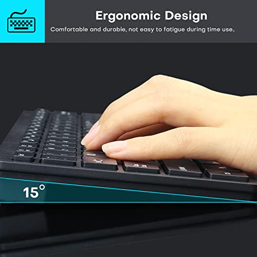 OHHXGK USB Wired Mini Keyboard, Slim Ergonomic Keyboard Small Compact Simple Wired Business Keyboard for Laptop and Desktop Computer, Plug and Play Small USB Keyboard