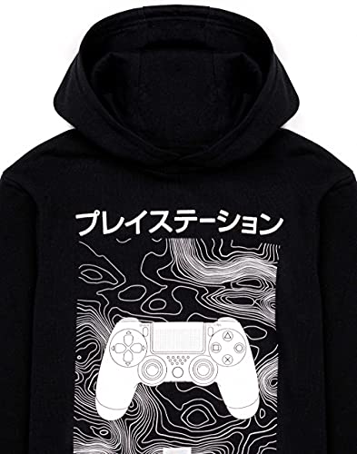 Playstation Kids Hoodie | Boys Girls Games Japanese Logo Black Jumper Jacket | Gamer Merchandise 5-6 Years