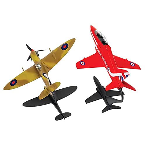 Airfix Best of British: Supermarine Spitfire & RAF Red Arrows Hawk Model Aircraft Gift Set, 1:72 Scale Plastic Model Aircraft/Plane Kits, Includes: 6x Humbrol Acrylic Paints, 2x Brushes & Poly Cement