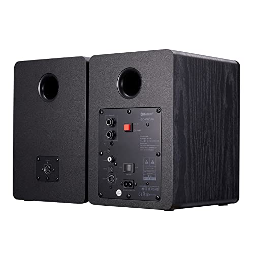 Sanyun SW206 80W Active Dual-Mode Bookshelf Speakers, 4inch Studio Monitor and HiFi Mode, Optical Coaxial TRS Aux Bluetooth 5.0 USB with 24bit DAC, for Home Music System Turntable TV PC Desktop, Black