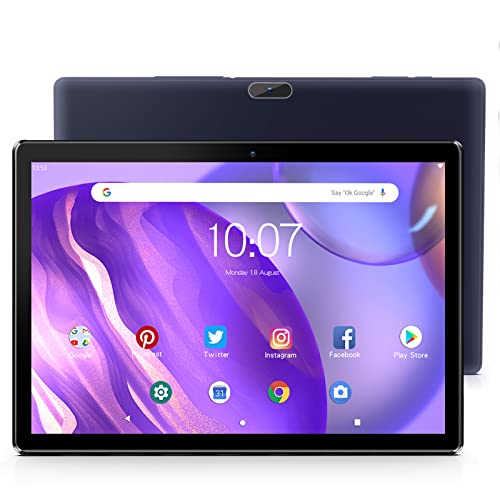 PRITOM Android WiFi Tablet Android 10, 64GB ROM, Expandable to 512GB, Quad Core Processor, HD IPS Screen, 5000mAh Battery, Dual Camera, Bluetooth, Tablet (Black)