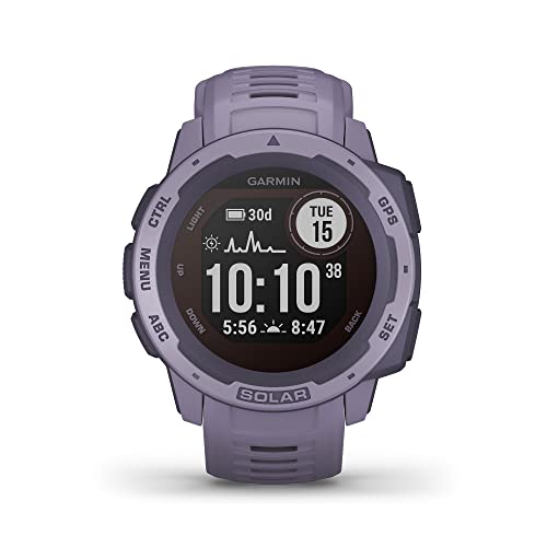 Garmin Instinct SOLAR, Rugged GPS Smartwatch, Built-in Sports Apps and Health Monitoring, Solar Charging and Ultratough Design Features, Orchid