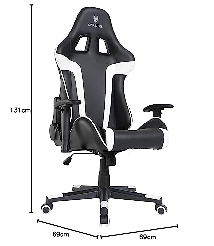 Oversteel - ULTIMET Professional Gaming Chair Leatherette, 2D Armrests, Height Adjustable, Reclining Backrest 180º, Gas Piston Class 3, Up to 120Kg, White