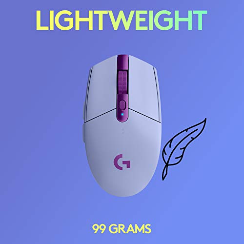 Logitech G305 LIGHTSPEED Wireless Gaming Mouse, HERO 12K Sensor, 12,000 DPI, Lightweight, 6 Programmable Buttons, 250h Battery Life, On-Board Memory, PC/Mac, Lilac