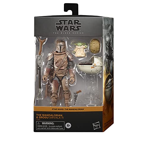 Star Wars The Black Series The Mandalorian and Grogu (Arvala-7) Toys 15-Cm-Scale The Mandalorian Action Figures, Kids Ages 4 and Up