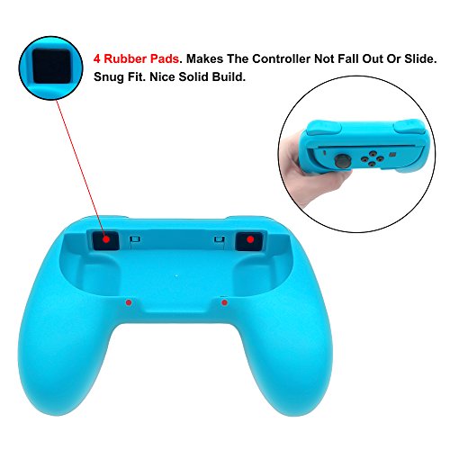 FASTSNAIL Grips Compatible with Nintendo Switch Joy-Con&Switch OLED Model, Wear-resistant Handle Kit Gamepad Replacement for Nintendo Switch Joy Cons &Switch OLED Model for Controller(Red,Blue)