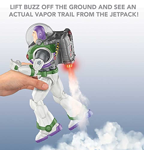 Disney and Pixar Lightyear Jetpack Liftoff Buzz Lightyear Large 12 Inch Scale Posable Action Figure, Jet Pack & Vapor Trail Exhaust, Toy 4 Years & Up