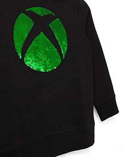 Xbox Hoodie For Boys & Girls | Kids Green Silver Game Flip Sequin Hooded Sweater | Childrens Gamers Jumper Clothing Merchandise 12-13 Years
