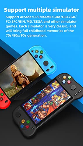 HLF 5.1 Inch HD Screen Retro Video Game Console Handle Shape Design Built In 12000 Games Hdmi Output Mp3 Mp4 E-Book Portable Game Device (Black)