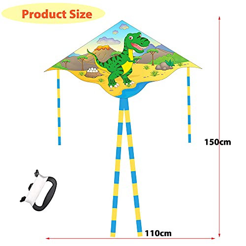 Yetech Kites for children, 2 pack, Dinosaur kite and Unicorn kite, Easy Fly Kites for Beginner, 110 * 55cm, Great Beach Games Outdoor Activities for Kids, 80m String and Swivel included