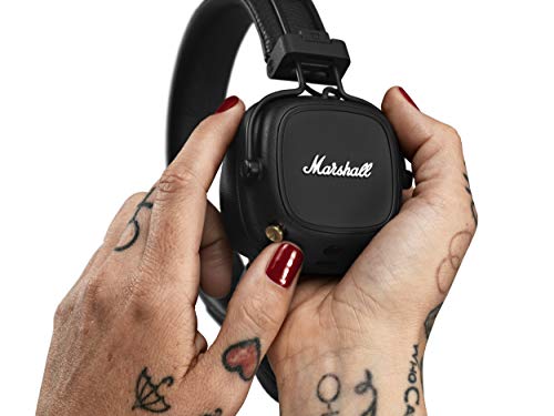 Marshall Major IV On Ear Bluetooth Headphones, Wireless Earphones, Foldable, 80+ Hours Wireless playtime- Black