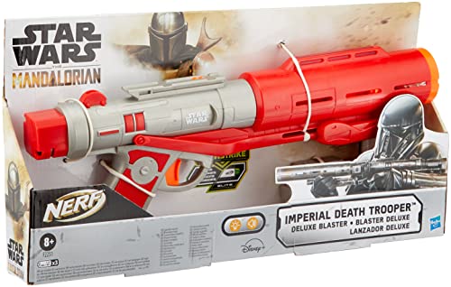 Nerf Star Wars Imperial Death Trooper Deluxe Dart Blaster, The Mandalorian, Blaster Sounds, Light Effects, 3 Glow-in-the-Dark Nerf Darts