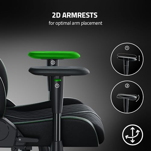 Razer Enki X - Gaming Chair with Integrated Lumbar Support (Desk/Office Chair, Multi-Layer Synthetic Leather, Foam Padding, Head Cushion, Height Adjustable) Black/Green