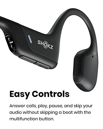 SHOKZ OpenRun Pro, [England Athletics Recommended] Bone Conduction Headphones, Open-Ear Sports Earphones with Mic, IP55 Waterproof Bluetooth Wireless Headset for Running Workout Driving(Swift Black)