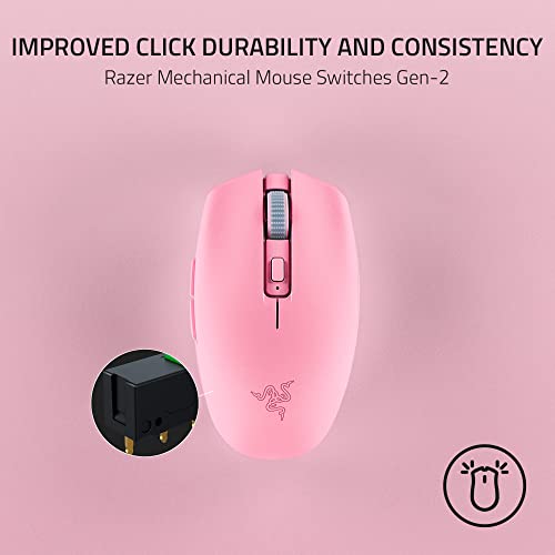 Razer Orochi V2 - Mobile Wireless Gaming Mouse with up to 950 Hours of Battery Life (Ultra Lightweight Design, HyperSpeed Wireless and Bluetooth, 2nd Gen Mechanical Mouse Switches) Quartz Pink