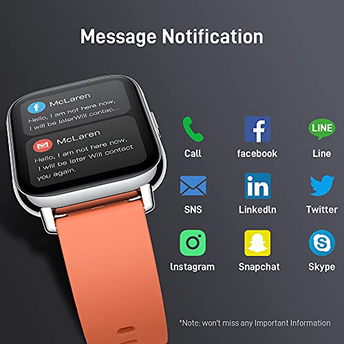 Smart Watch, Fitness Tracker 1.69" Touch Screen Heart Rate Sleep Monitor, IP68 Waterproof Fitness Watch, 24 Modes, Pedometer Step Activity Trackers Smartwatch for Men Women for Android iOS Orange