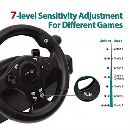 Gaming Steering Wheel, Xbox Steering Wheel with Pedals, 270° PC Racing Wheel, Vibration Feedback, NBCP Steering Wheel for PS4, PC, XBOX ONE, XBOX 360, PS3, Xbox Series X, Nintendo Switch, Android