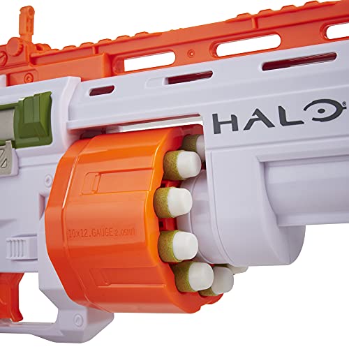 Nerf Halo Bulldog SG Dart Blaster - Pump-Action, Rotating 10-Dart Drum, Tactical Rails, 10 Official Nerf Elite Darts, Skin Unlock Code