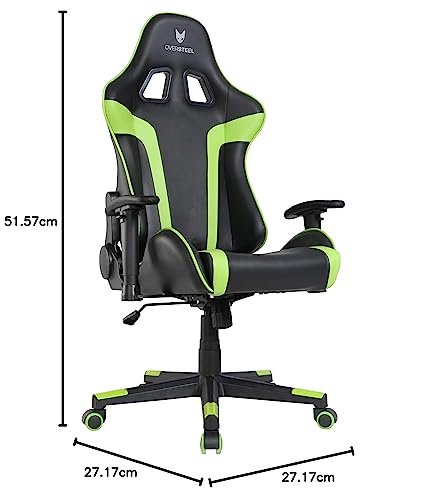 Oversteel - ULTIMET Professional Gaming Chair Leatherette, 2D Armrests, Height Adjustable, Reclining Backrest 180º, Gas Piston Class 3, Up to 120Kg, Green