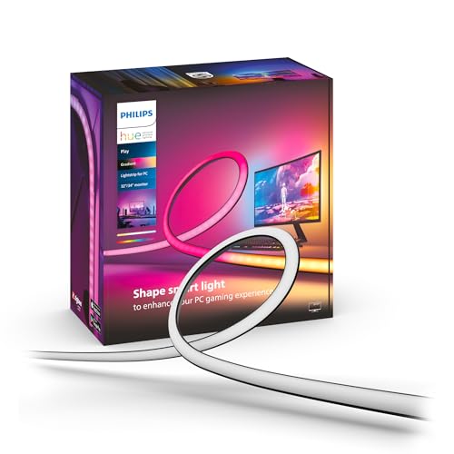 Philips Hue Play Gradient PC Lightstrip [for 32 - 34 Inch Screens] LED Smart Lighting. Sync for Entertainment, Gaming and Media