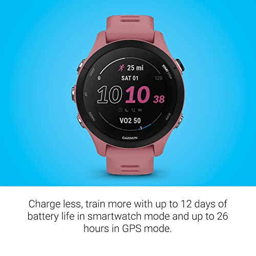 Garmin Forerunner 255S Small Easy to Use Lightweight GPS Running Smartwatch, Advanced Training and Recovery Insights,Safety and Tracking Features included, Up to 12 days Battery Life, Light Pink