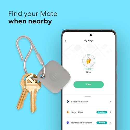Tile Mate (2022) Bluetooth Item Finder, 1 Pack, 60m finding range, works with Alexa & Google Home, iOS & Android Compatible, Find your Keys, Remotes & More, Grey
