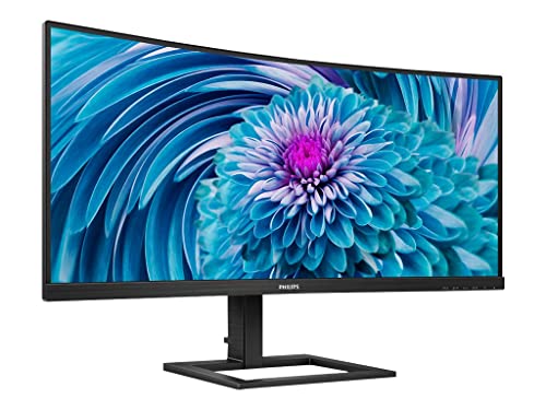 Philips Monitors 346E2CUAE - 34 inch WQHD Curved Monitor, 100Hz, 1ms, VA, USB-C Dock, Speakers , Height Adjust (3440 x 1440, 300 cd/m² HDMI / DP / USB-C)