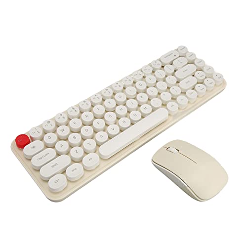 Topiky Wireless Keyboard and Mouse Combo, 2.4 G Wireless USB Receiver, Retro Keyboard and Silent Mouse for Windows Computer PC Notebook (Beige)