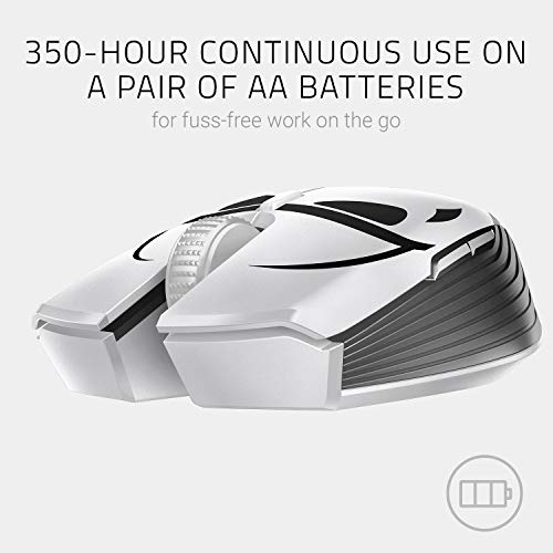 Razer Atheris Stormtrooper Ed: Ergonomic Gaming Mouse, with 350-Hour Battery Life , 7,200 Dpi Optical Sensor, 2.4 Ghz Adaptive Frequency Technology - Mercury / White