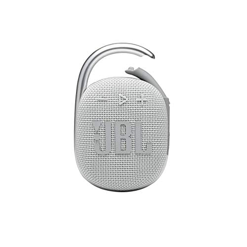 JBL Clip 4 - Bluetooth portable speaker with integrated carabiner, waterproof and dustproof, in white