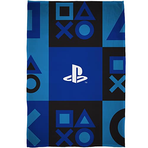 PlayStation Fleece Blanket Bed Throw Controller Icons Check Design | Super Soft Blanket | Perfect for Any Bedroom, 100 x 150cm