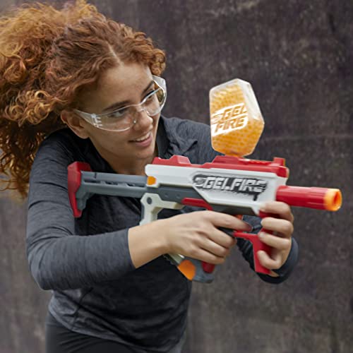 Nerf Pro Gelfire Mythic Blaster, 1,600 Gelfire Rounds, Hopper, Rechargeable Battery, Eyewear