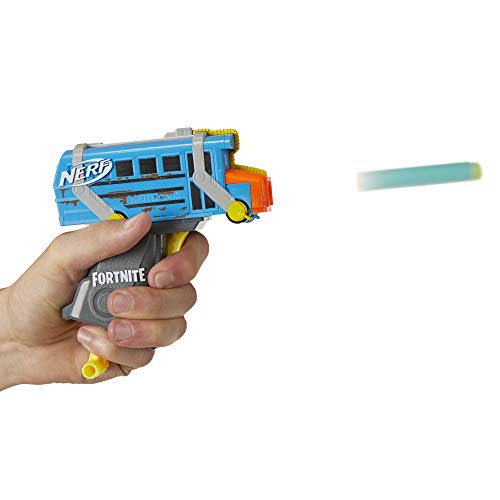 Fortnite Micro Battle Bus Nerf MicroShots Dart-Firing Toy Blaster and 2 Official Nerf Elite Darts For Kids, Teens, Adults