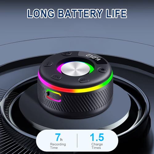 Bluetooth Shower Speaker, Portable Speakers Bluetooth 5.3 with HD Sound, IPX7 Waterproof, Colorful RGB Light/LED Display/FM Radio/Hands-Free Call/Suction Cup, Perfect for Bathroom Sing-Along, Black