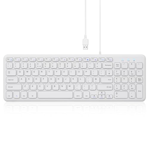 perixx PERIBOARD-213U Wired Quiet USB Scissor Keyboard,Compact Design with Number Pad, UK QWERTY, White