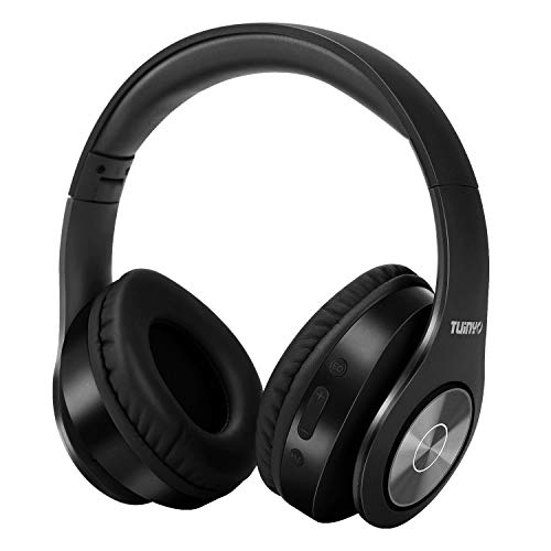 TUINYO Bluetooth Headphones Wireless, Over Ear Stereo Wireless Headset 40H Playtime with deep bass, Soft Memory-Protein Earmuffs, Built-in Mic Wired Mode PC/Cell Phones-Black