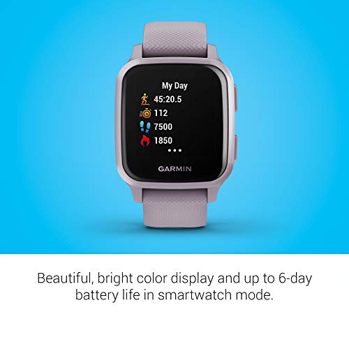 Garmin Venu Sq, GPS Smartwatch with All-day Health Monitoring and Fitness Features, Built-in Sports Apps and More, Square Design Smartwatch with up to 6 days battery life, Metallic Orchid