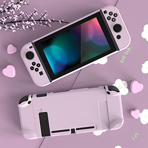 eXtremeRate PlayVital Back Cover for Nintendo Switch Console, NS Joycon Handheld Separable Protector Hard Shell, Dockable Protective Case for Nintendo Switch - Cherry Blossoms Pink