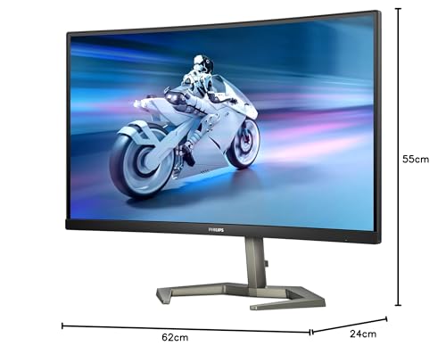 PHILIPS Evnia - 27M1C5200W - 27 Inch FHD Curved Gaming Monitor, VA, 240Hz, 1ms, Low Input Lag, Smart Image HDR, Height adjust (1920 x 1080 @ 240Hz, 300 cd/m², HDMI 2.0 / DP 1.4)