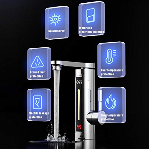 Electric Instant Heater Tap,220V Tankless Instant Hot Water Faucet with LED Digital Display,Supply Hot and Cold Water,Fast Heating Tap for Kitchen Bathroom