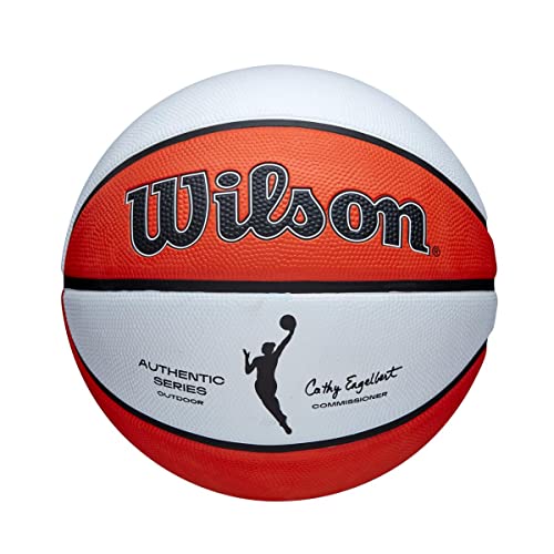 Wilson Basketball, WNBA Authentic Series Model, Outdoor, Tackskin Rubber, Size: 6, Brown/White