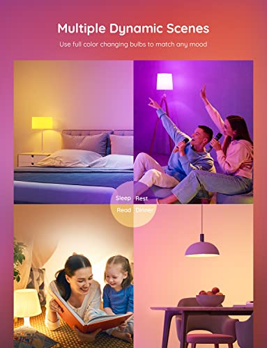 Govee RGBWW Smart Light Bulbs, Colour Changing LED Bulbs with Music Sync, 54 Dynamic Scenes 16 Million DIY WiFi & Bluetooth LED Bulbs Work with Alexa, Google Assistant Home App, 6 Packs