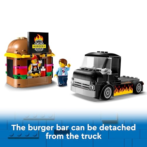 LEGO City Burger Van, Food Truck Toy for 5 Plus Year Old Boys & Girls, Vehicle Building Toys, Kitchen Playset with Vendor Minifigure and Accessories, Imaginative Play Gifts for kids 60404