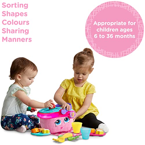 LeapFrog 603603 Shapes & Sharing Picnic Basket Baby Toy Educational and Interactive 16 Pieces for Creative and Learning Play For Boys & Girls 6 months, 1,2,3 Year Olds, Pink, One Size