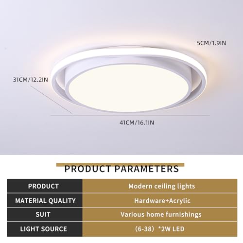 Naroume Modern LED Smart Ceiling Light,Flush Mount Ceiling Lamp,(5-38) x2W Dimmable Metal Ceiling Chandelier Light Fittings for Living Room Bedroom Dining Room Office Hallway Closet Aisle,11000LM