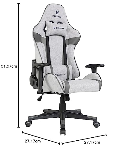 Oversteel - ULTIMET Professional Gaming Chair, Breathable Fabric, 2D Armrests, Height Adjustable, 180° Reclining Backrest, Gas Piston Class 3, Up to 120Kg, Gray