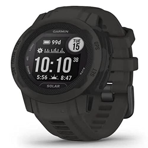 Garmin Instinct 2S SOLAR, Smaller Rugged GPS Smartwatch, Built-in Sports Apps and Health Monitoring, Solar Charging and Ultratough Design Features, Graphite